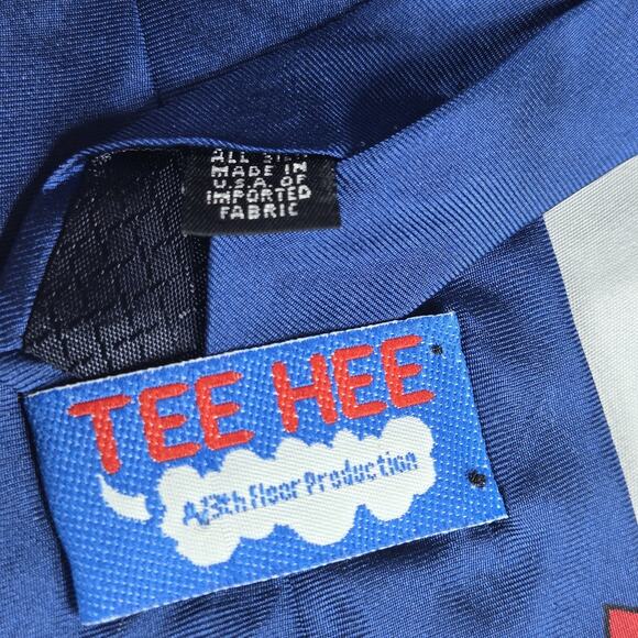 Vintage TeeHee Political Humor Necktie 100% Silk 90s Satire Novelty Navy Red - Picture 4 of 5